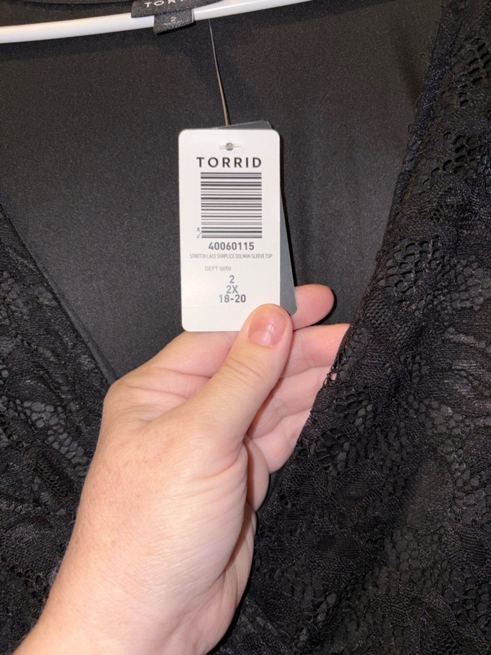 NWT - NEVER WORN
Torrid Stretch Lace Surplice Dolman Sleeve Top - Picture 2 of 7